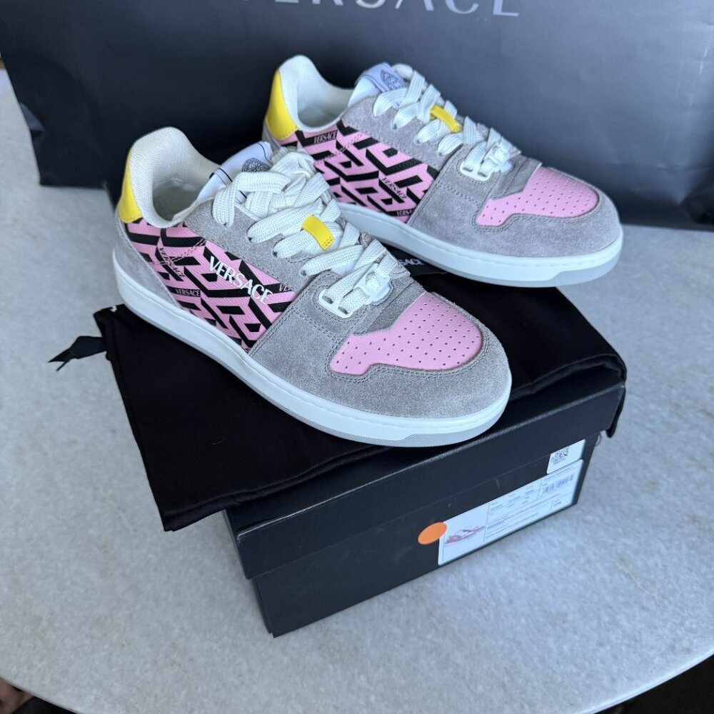 Versace Medusa Pink/Black Leather Women's Sneaker Shoe, 1014316, 37 - Picture 10 of 12